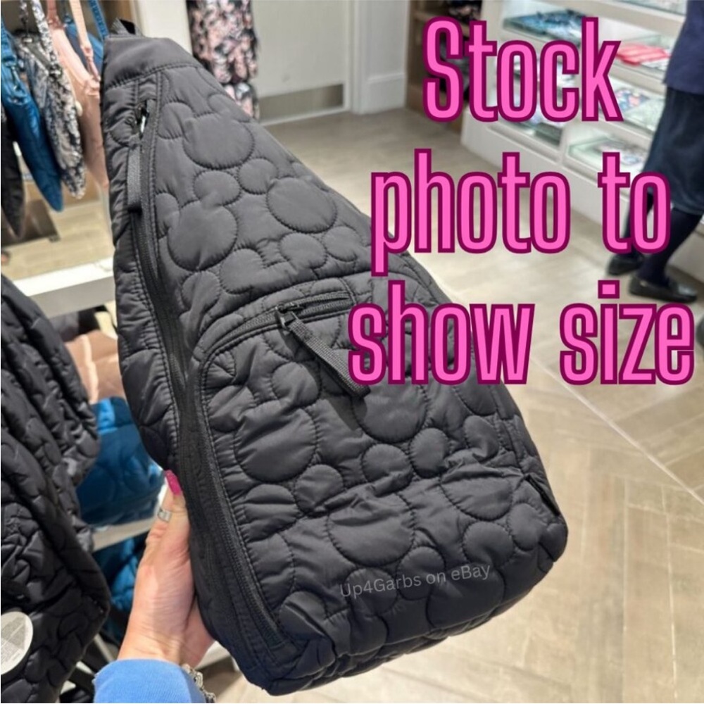 Vera Bradley Disney's Mickey Featherweight Black Quilted Sling Backpack - Picture 2 of 9